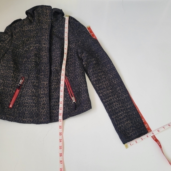 Free People‎ Houndstooth Leopard Print Moto Jacket Size 0 Grunge Animal Print - Picture 8 of 13